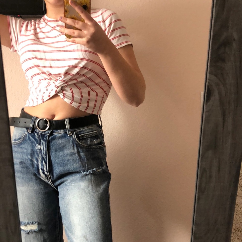 White and red crop top